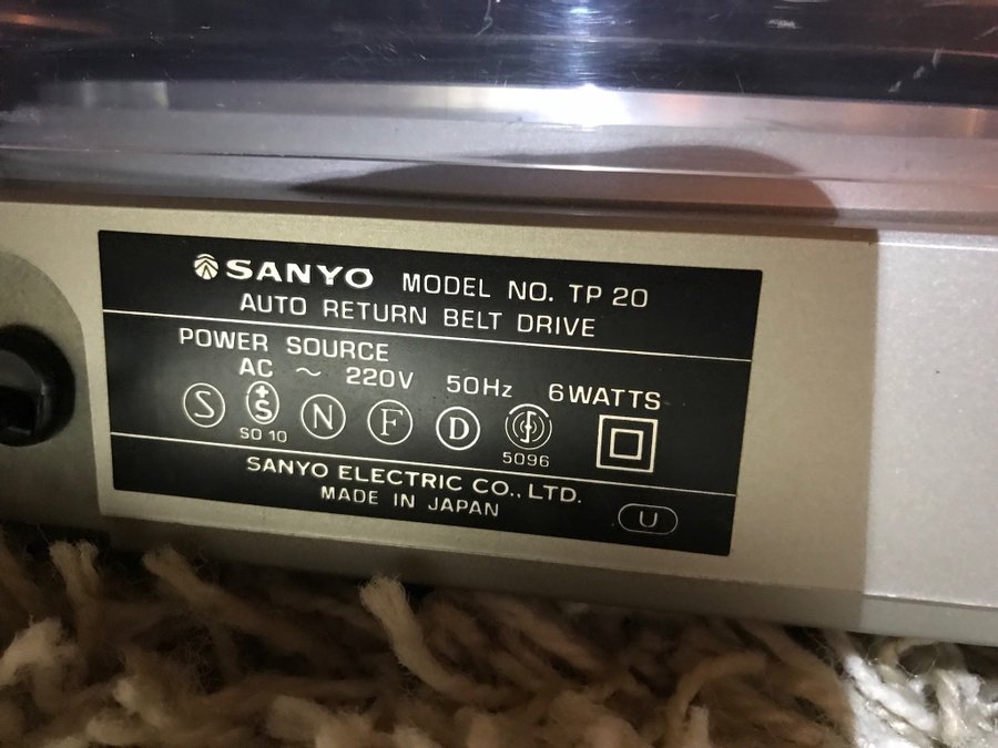 Sanyo TP-20 Made in Japan skivspelare fungerar bra