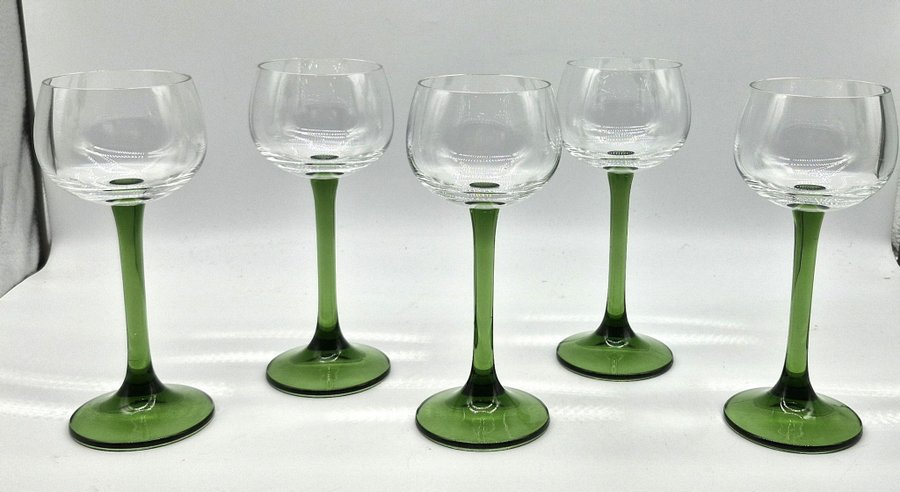 5 remmare - Höjd 17 cm - Vitvinsglas - Vinglas - Frankrike ?