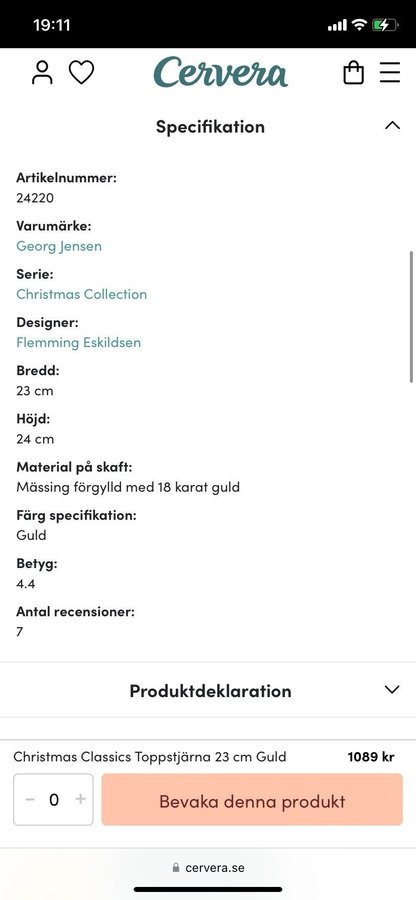 Georg Jensen Julstjärna toppstjärna Large