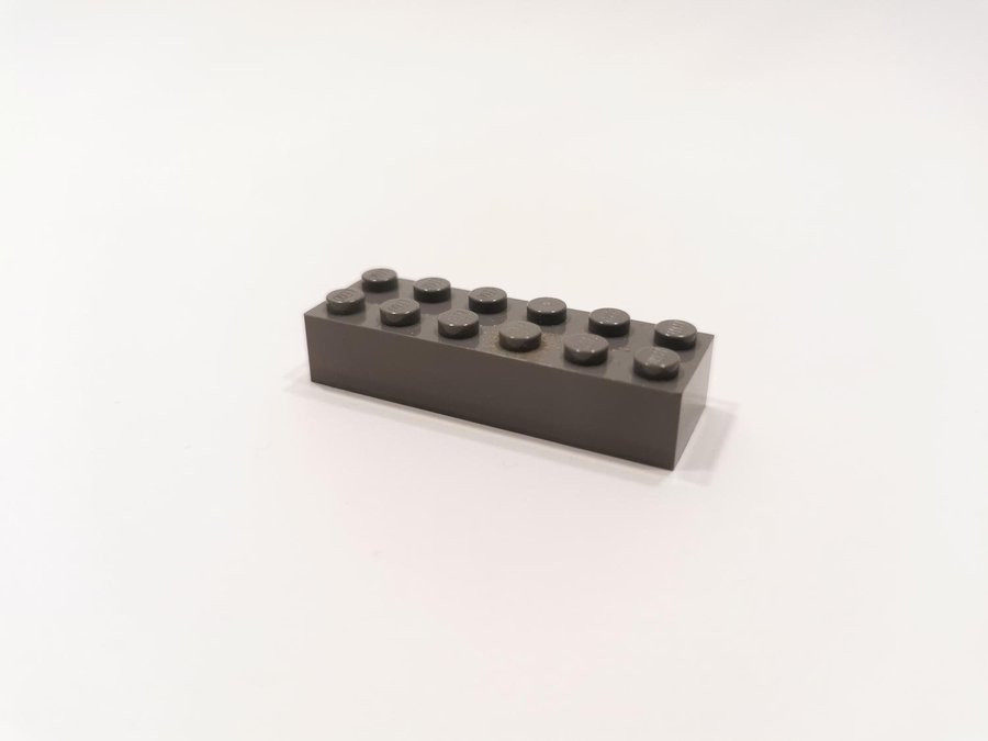 Lego - brick - bas - hög - 2x6 - part 2456 - mörkgrå (bluish)