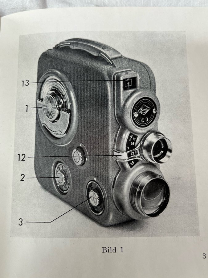 Instruktionshäfte till 8mm filmkamera Eumig c3