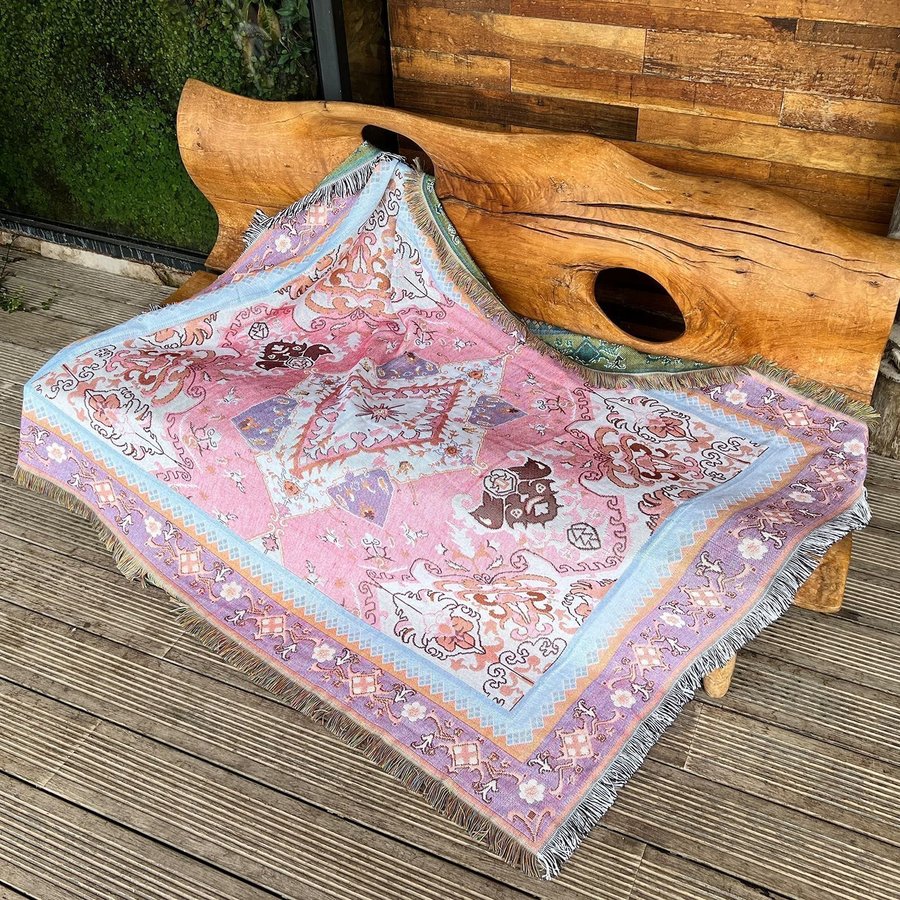 Pink retro Bohemian chair thread carpet tablecloth tapestry carpet,130*160cm