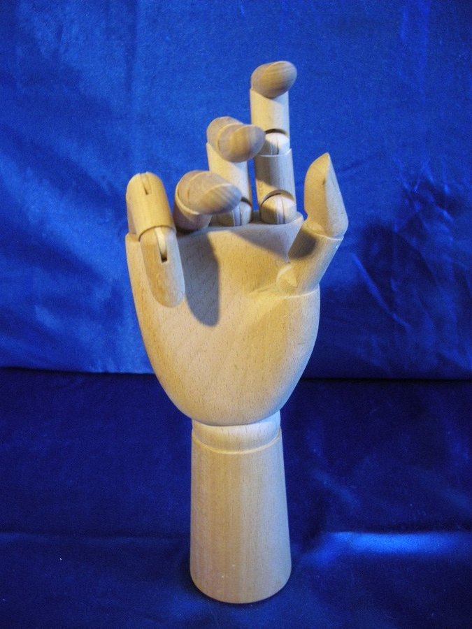 Hand-skulptur / figurin i trä Trähand för konstnärer