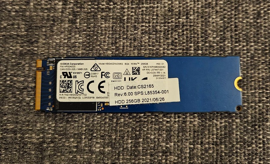 KIOXIA KBG40ZNV256G NVMe SSD 256GB