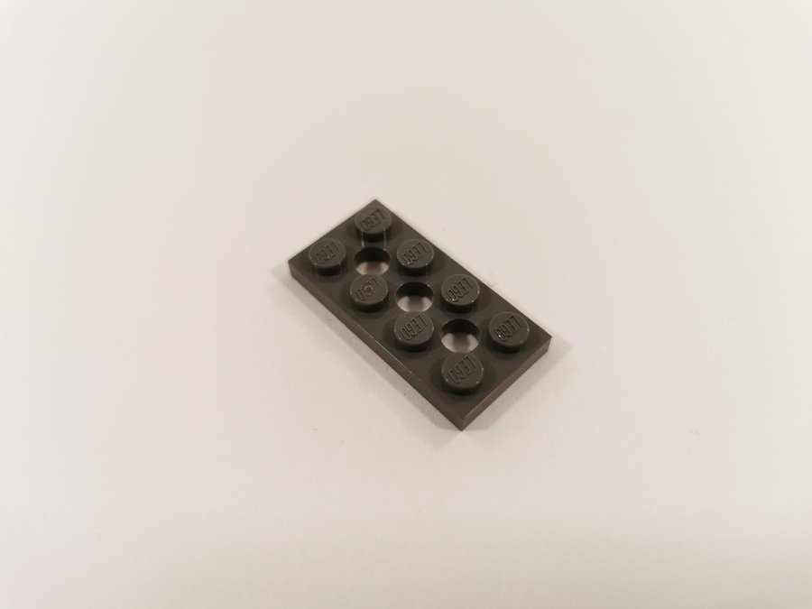 Lego - technic - plate med hål - 2x4 - part 3709 - mörkgrå (bluish)