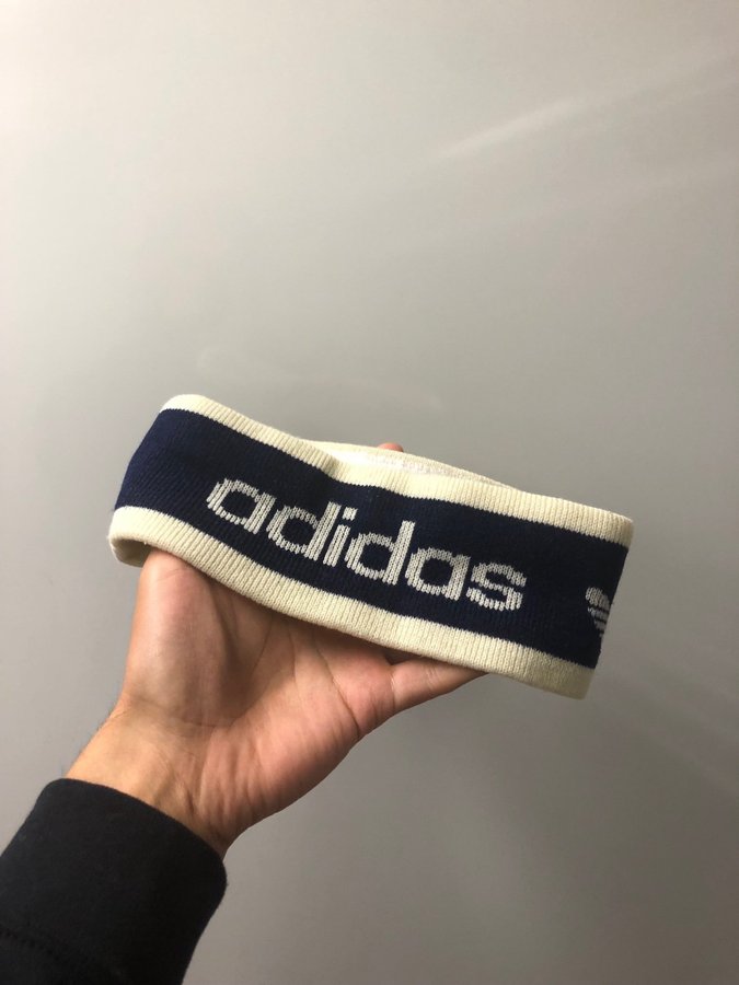 Adidas vit och blå pannband Vintage