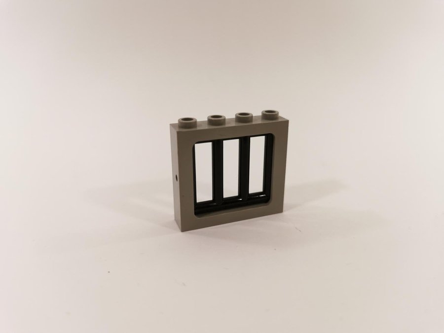 Lego - fönster - galler - 1x4x3 - ljusgrå (old light gray)