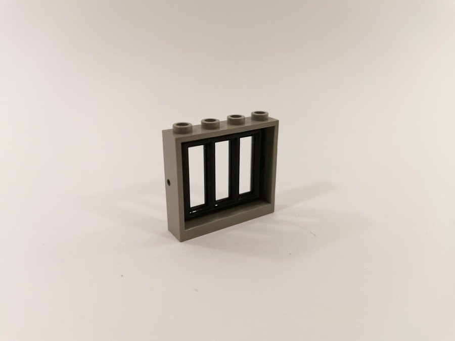 Lego - fönster - galler - 1x4x3 - ljusgrå (old light gray)