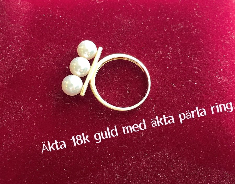 Ringa :äkta 18k guld med äkta pärla