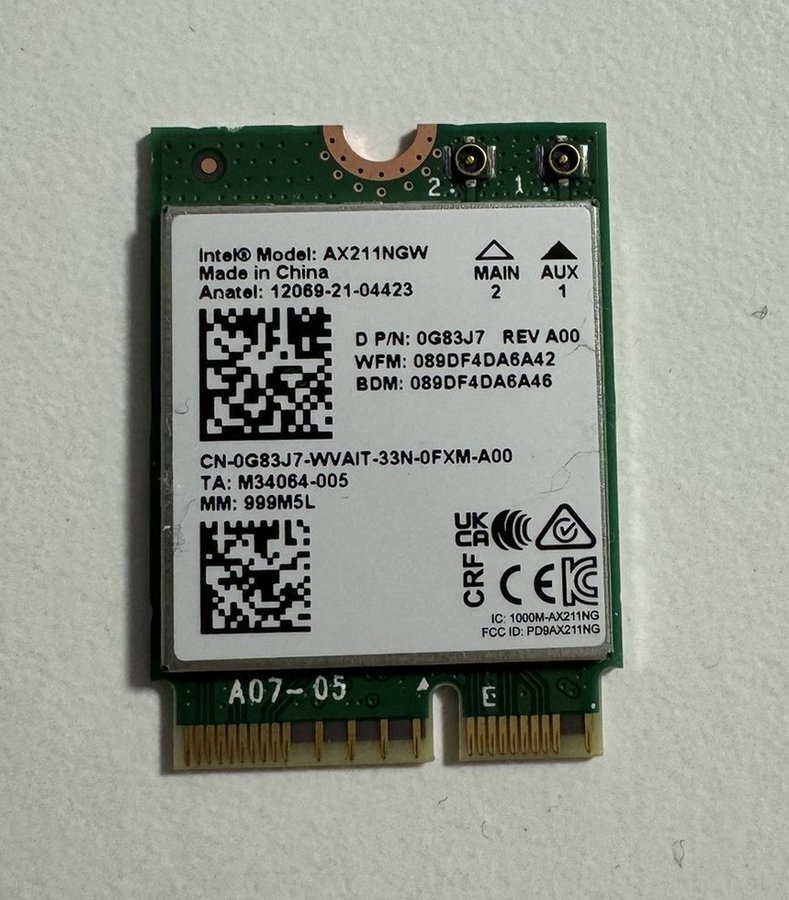 Intel AX211NGW WiFi-kort