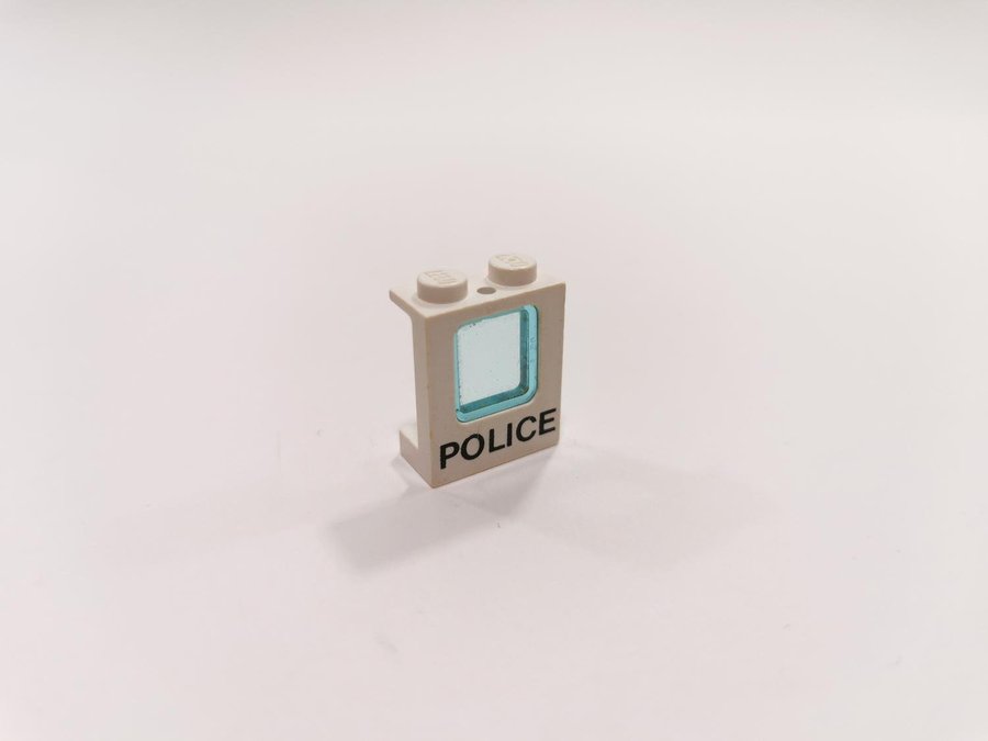 Lego - bit - tryck - panel - 1x2x2 - fönster - police - vit