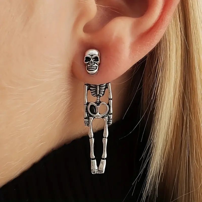 Snygga stiftörhängen skellet roliga smycken gåva retro gotisk studs vintag skull