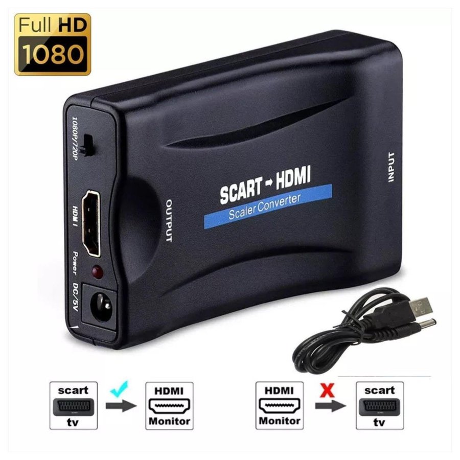 SCART till HDMI-adapter 1080P HD Video Audio