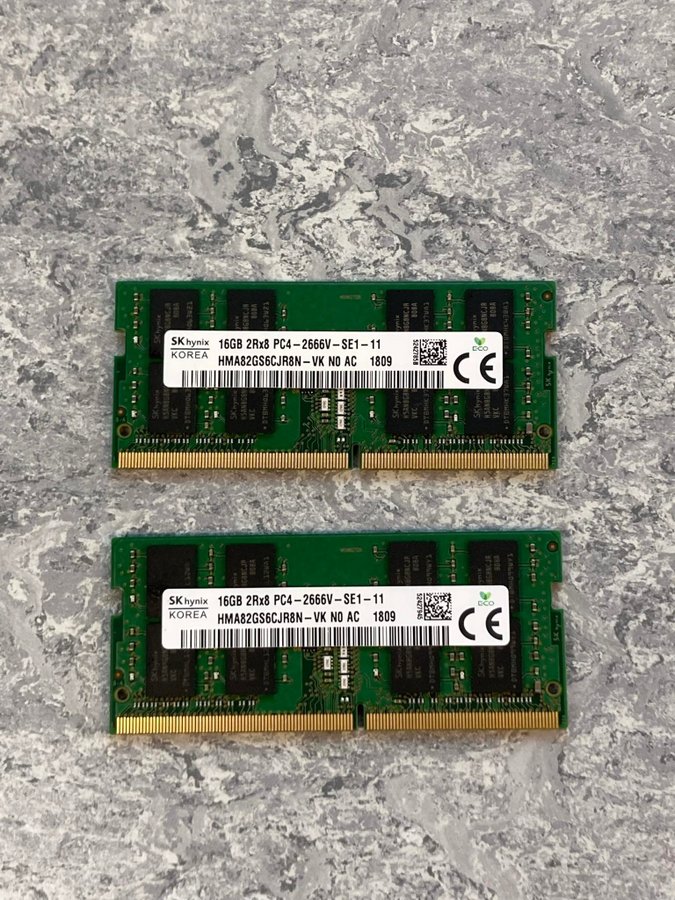 32GB DDR4 2x16GB SK Hynix SODIMM 2Rx8 PC4-2666V 2666Mhz RAM Minne