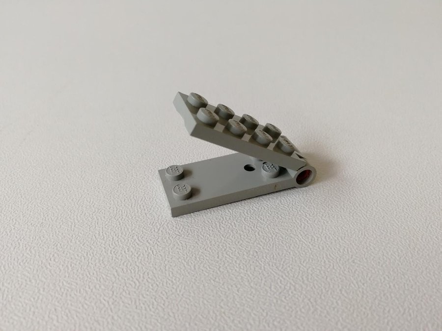 Lego - hinge - plate - 2x4 - part 3149c01 - ljusgrå (old light gray)