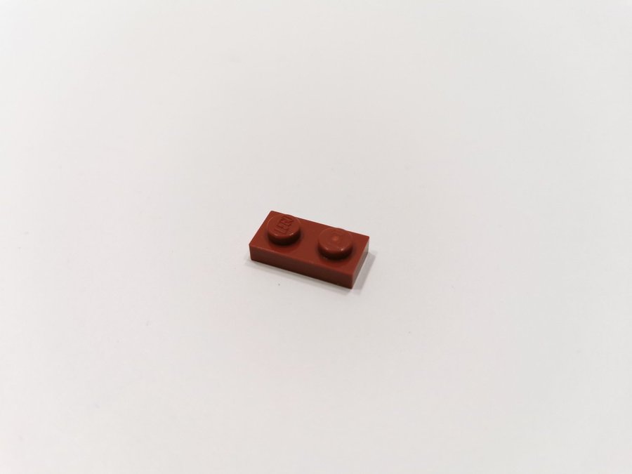 Lego - plate - platt - bas - 1x2 - part 3023 - vinröd (dark red)