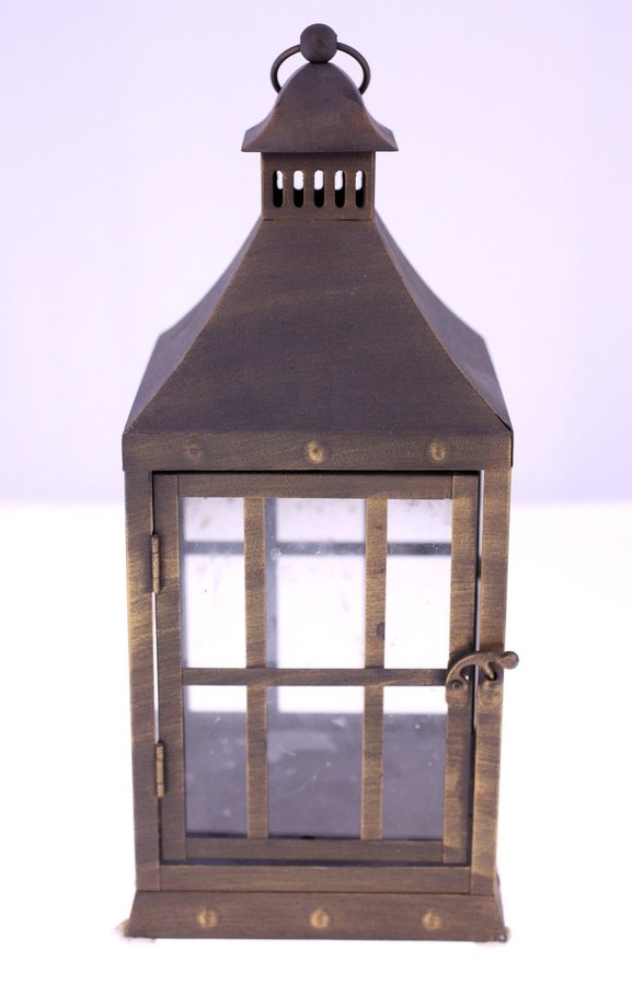 Metal Lantern-floor standing or hanging with glass inserts and door-Weight 11Kg