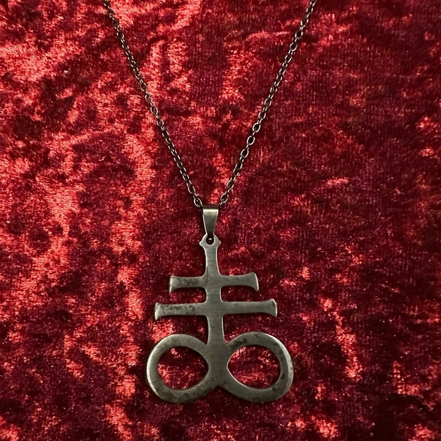 Nytt svart halsband Leviathan Satans Cross Ockult Wicca stål Metal Goth Punk