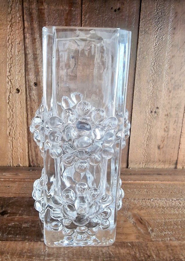 Glasvas vas i kristall unik signerad retro vintage Finsk Finland