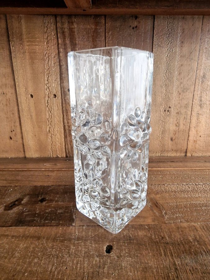 Glasvas vas i kristall unik signerad retro vintage Finsk Finland