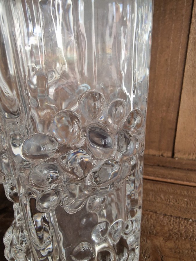 Glasvas vas i kristall unik signerad retro vintage Finsk Finland