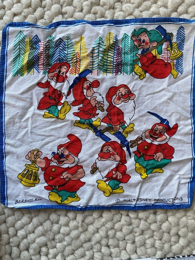 Walt Disney Sju dvärgar - mini julduk näsduk retro vintage