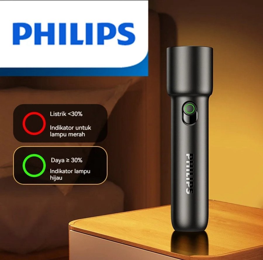 Philips ficklampa som laddas upp via USB-C kontakt (inbyggd batteri)