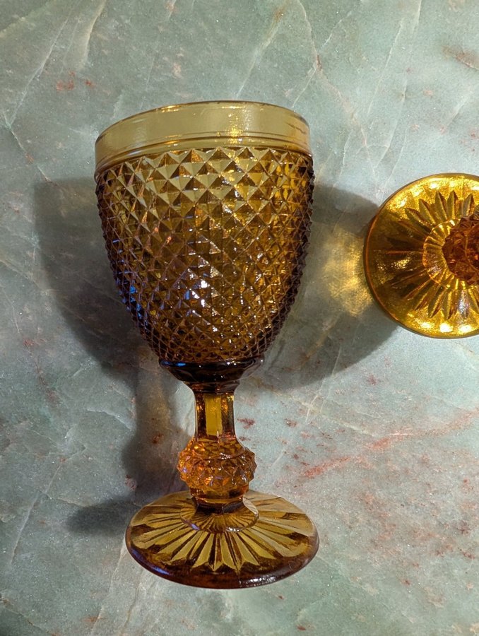 2 glas i bärnstensfärg (amber) vintage / retro