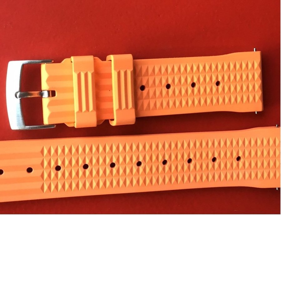 Ny orange 20mm vulkoriserat gummi klockarmband dykare