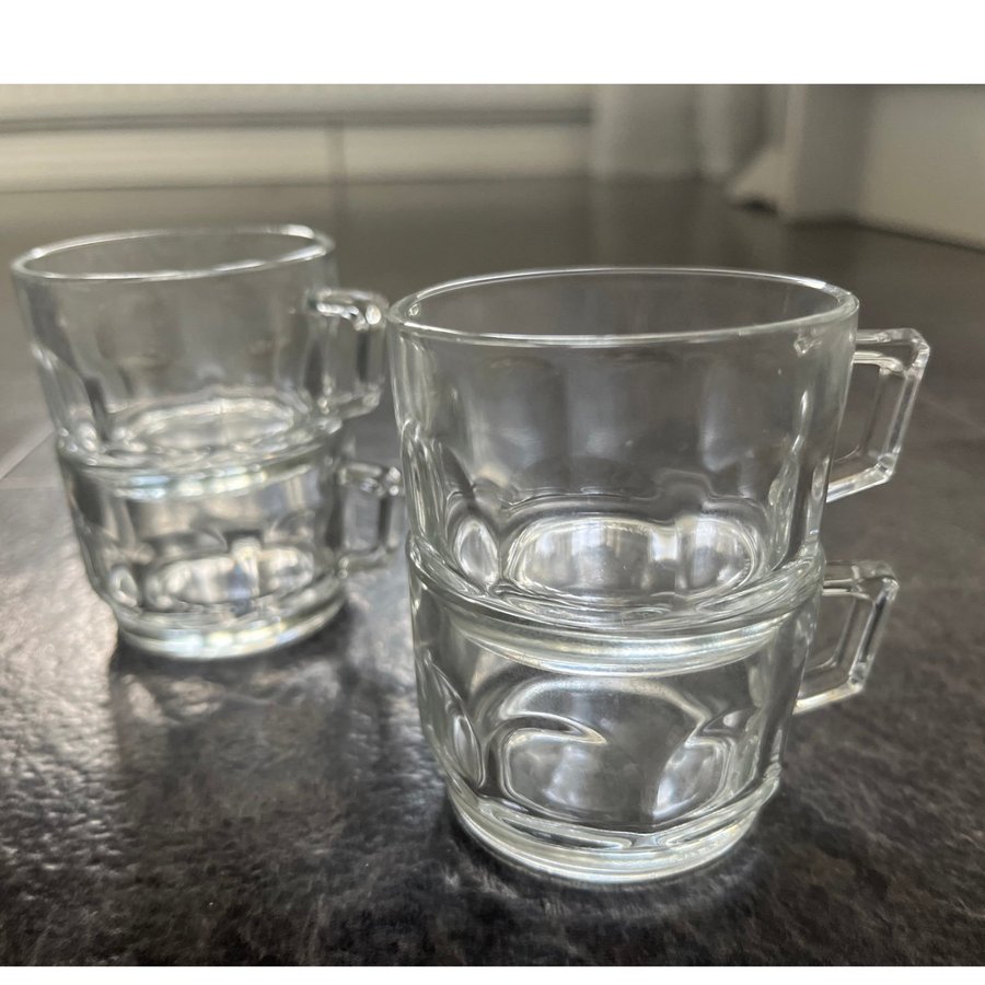 Retro Arcoroc Verre France Glögglas m öra Glögg Espresso Punch 70-tal Fina 4 st