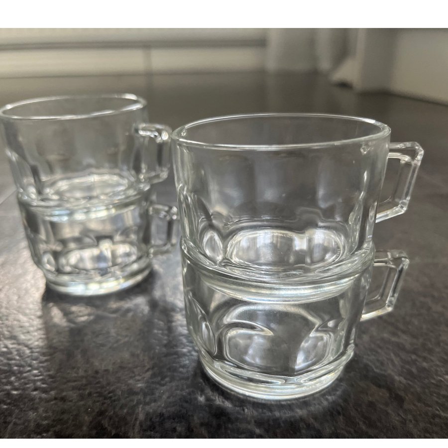 Retro Arcoroc Verre France Glögglas m öra Glögg Espresso Punch 70-tal Fina 4 st