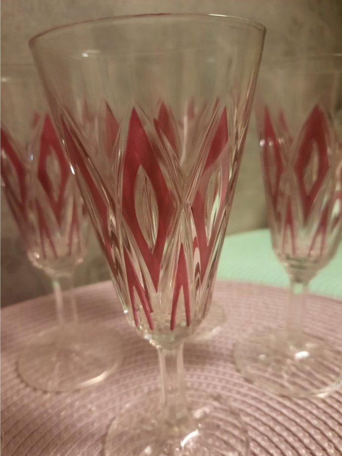 10 st champagne glas/vinglas HARLEKIN, VMC Reims france art deco