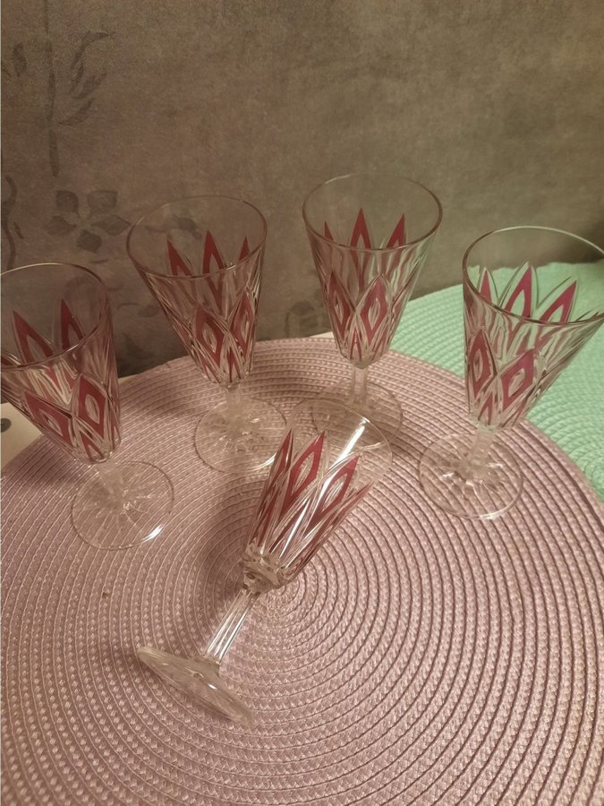 10 st champagne glas/vinglas HARLEKIN, VMC Reims france art deco