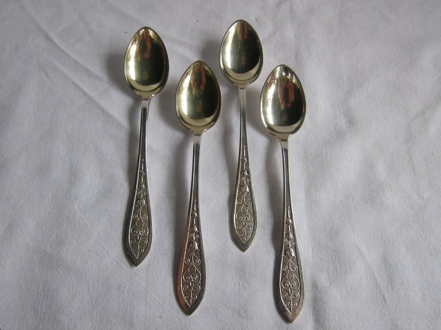 4 SKEDAR kaffeskedar Nysilver Danmark