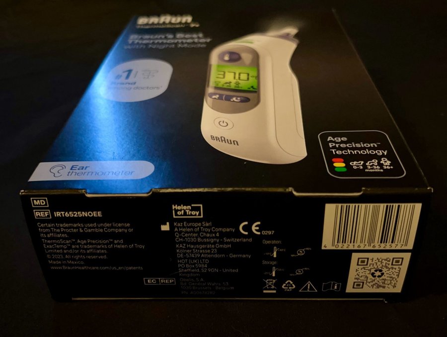 Braun ThermoScan 7+ Örontermometer Ny i oöppnad förpackning.