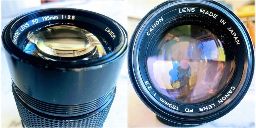 Canon FD 135mm f2.8 w/ Extendable Lens Hood new FD FDn = SSC multicoat