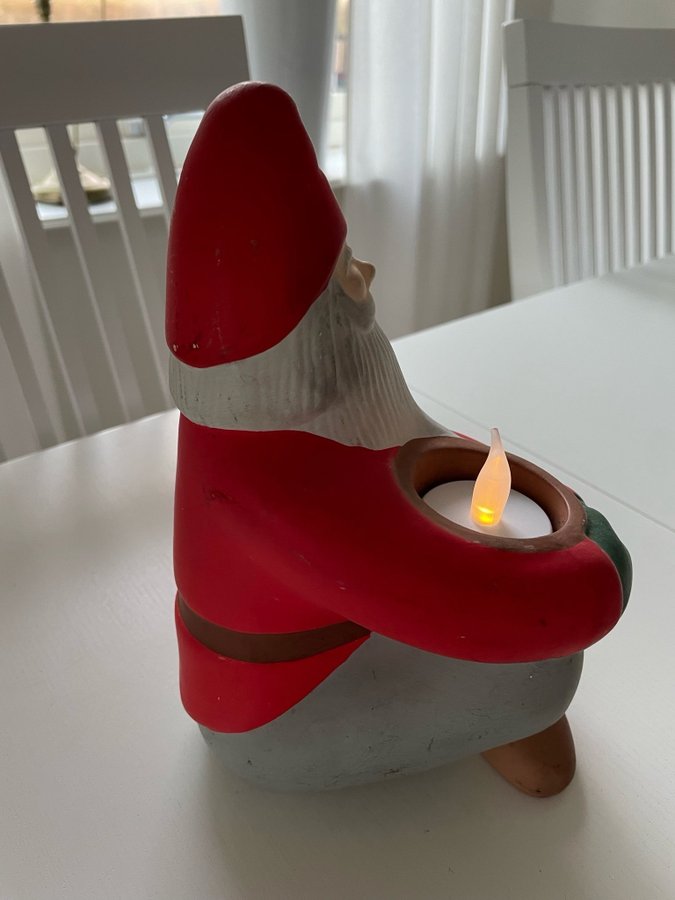 GAMMAL ÄLDRE GULDKROKEN TOMTE Keramiktomte Jultomte Tomtelykta Julpynt Jul