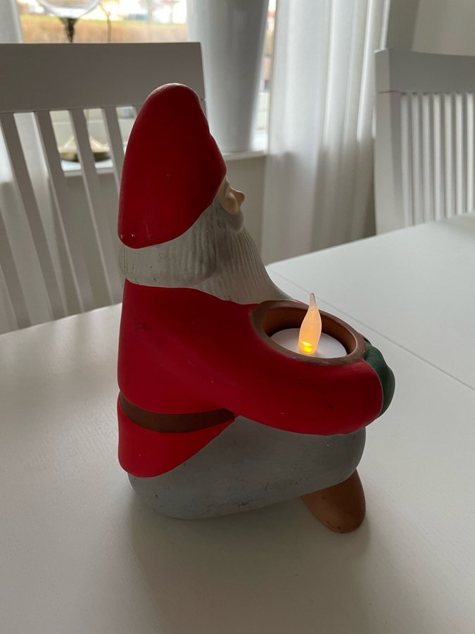 GAMMAL ÄLDRE GULDKROKEN TOMTE Keramiktomte Jultomte Tomtelykta Julpynt Jul