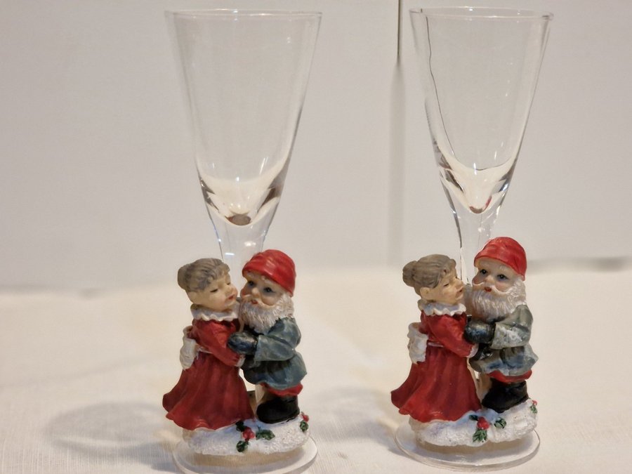 SNAPPSGLAS JULGLAS TOMTE MOR OCH TOMTEFAR RETRO JULPYNT