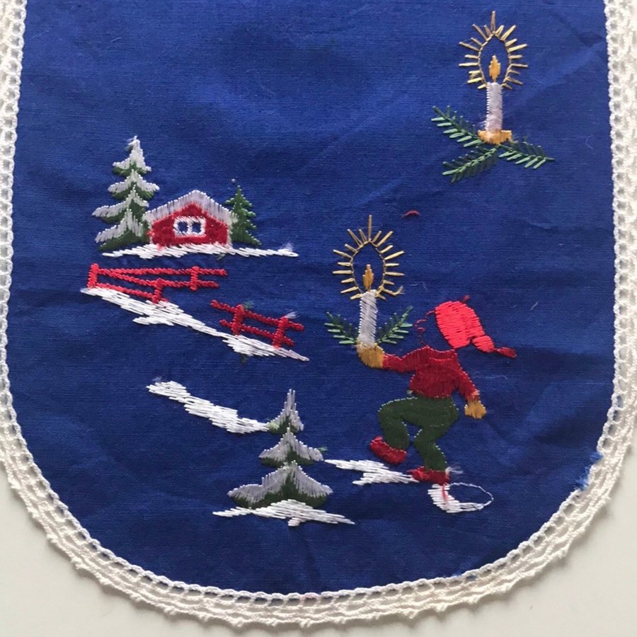 Broderad julduk jul duk julpynt tomte