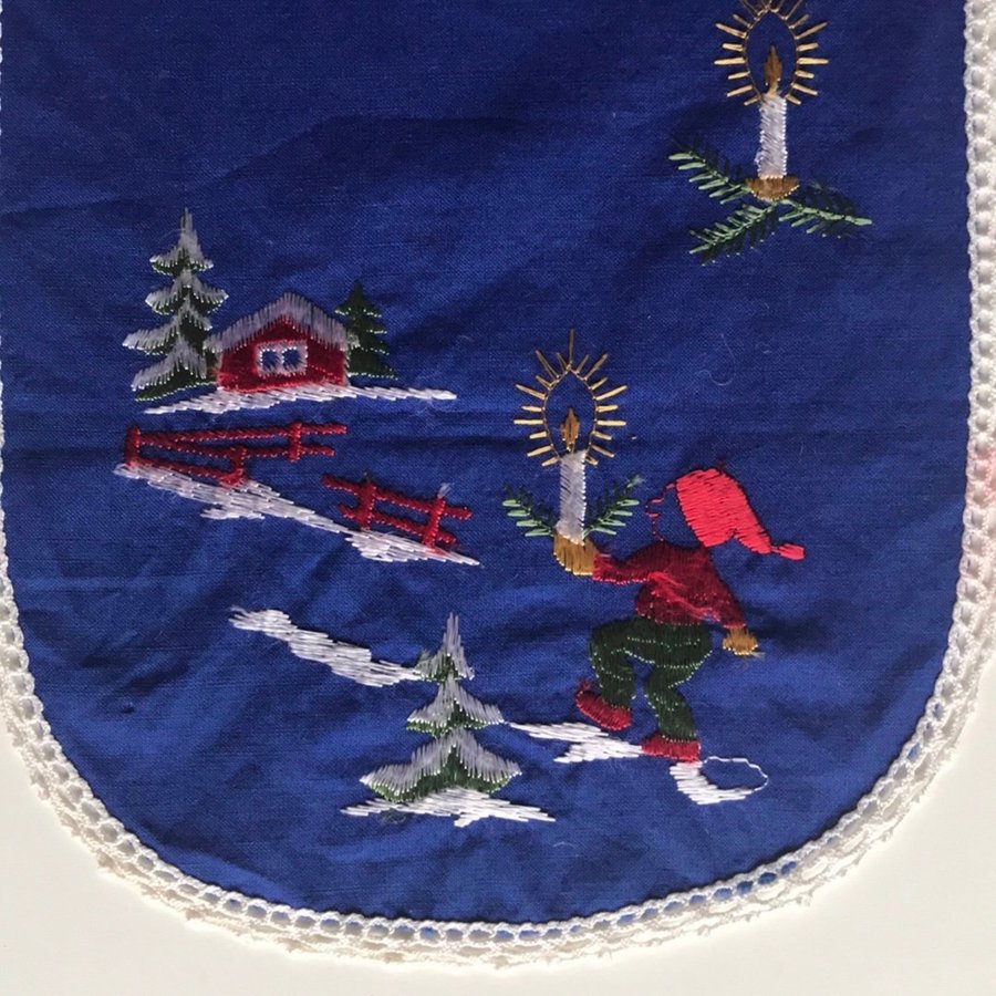 Broderad julduk jul duk julpynt tomte