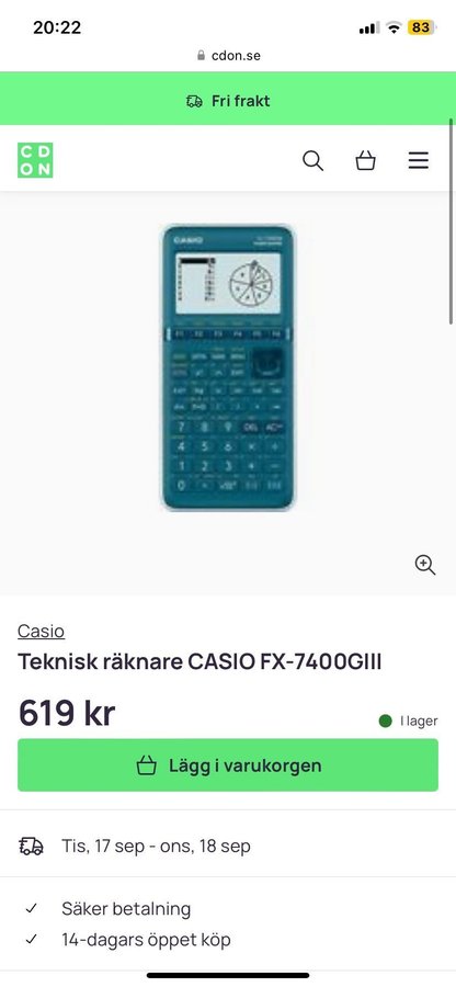 Casio FX-7400GII Grafritande räknare monokrom display matematik matte ekonomi