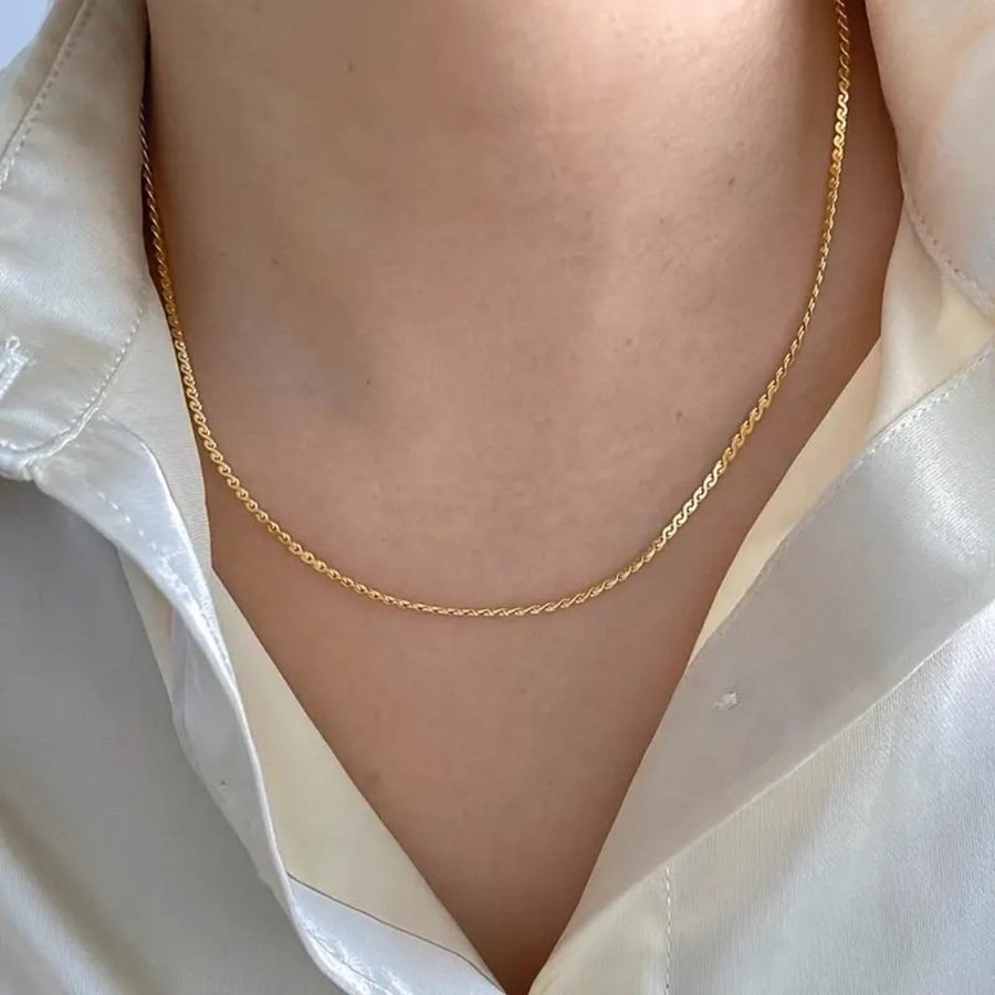 Minimalistiskt Guld Halsband 40cm 18K Guldpläterad Kedja