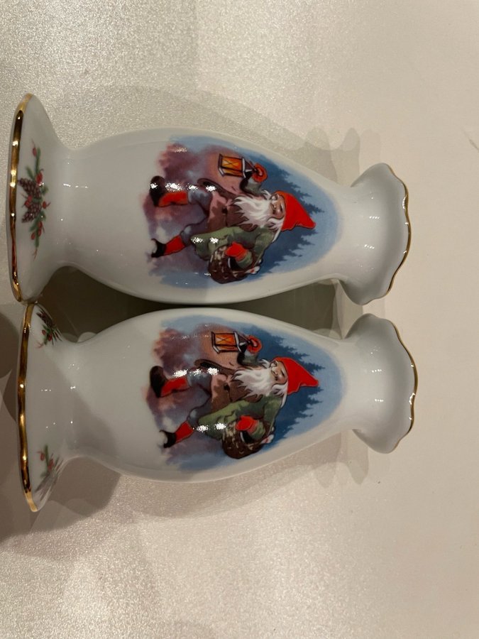 Julstakar med tomtar från Christineholm porcelin