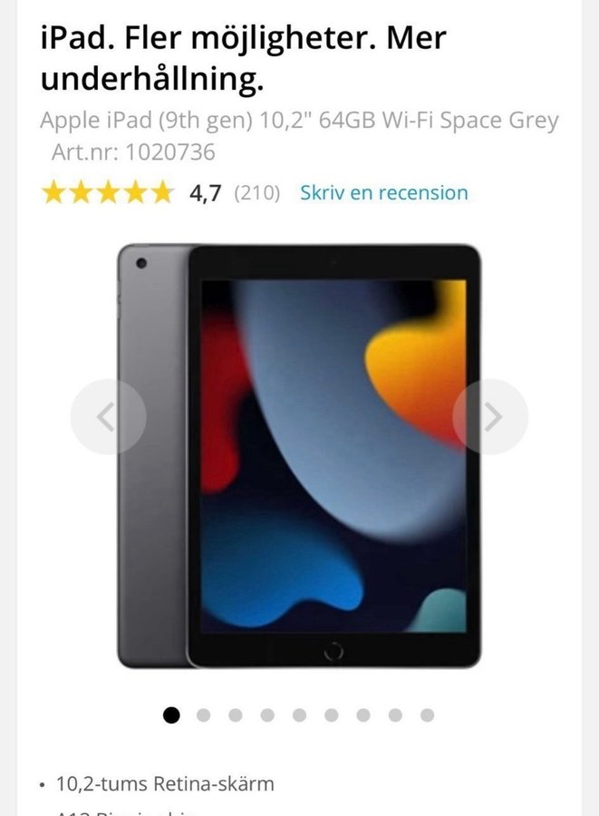 Apple iPad (9th gen) 10,2" 64GB Wi-Fi Space Grey