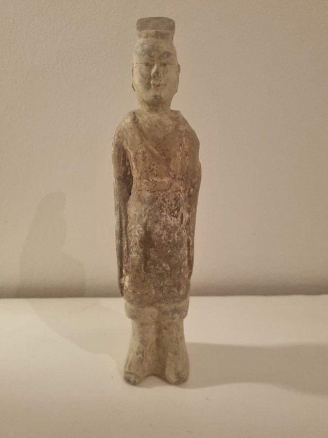 Gravfigur Kinesisk Qi Lergods Antik Pigment Tang Kinesiskt Orientalisk