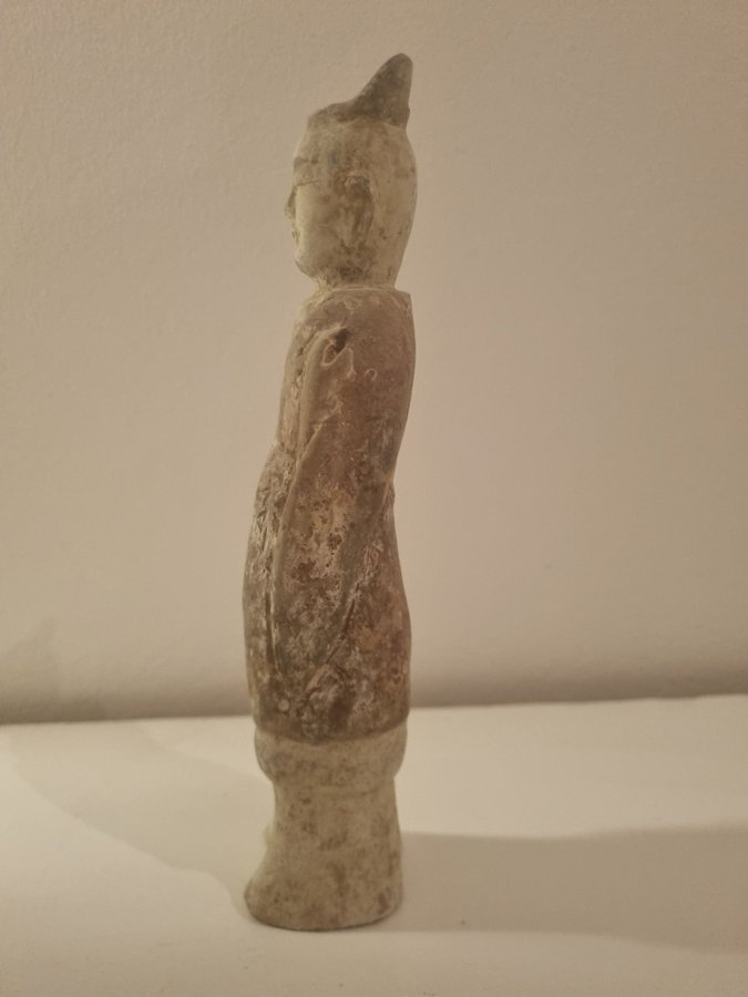 Gravfigur Kinesisk Qi Lergods Antik Pigment Tang Kinesiskt Orientalisk