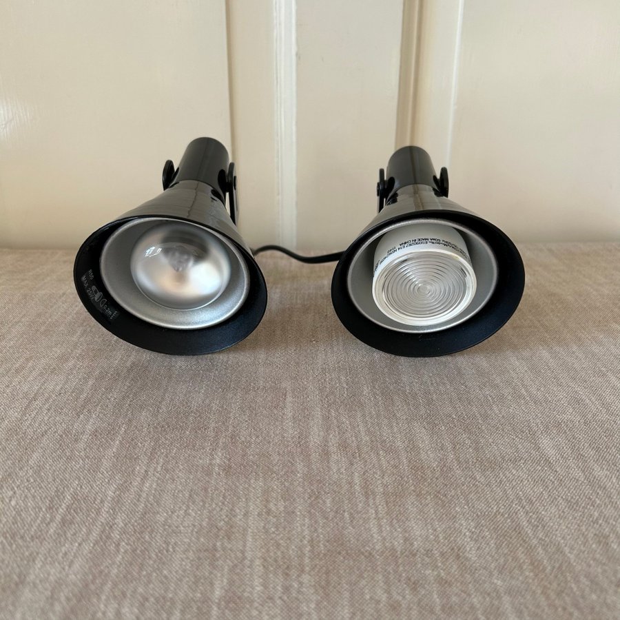 2st Vägglampor Spotlights IKEA ”Lagra” Svart Plastlampa Retro Vintage