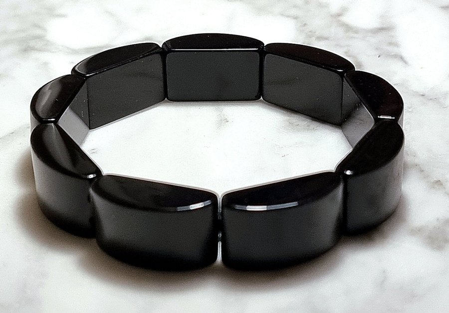 Jättesnyggt stretchigt Svart Obsidian armband natursten kristallarmband NYTT