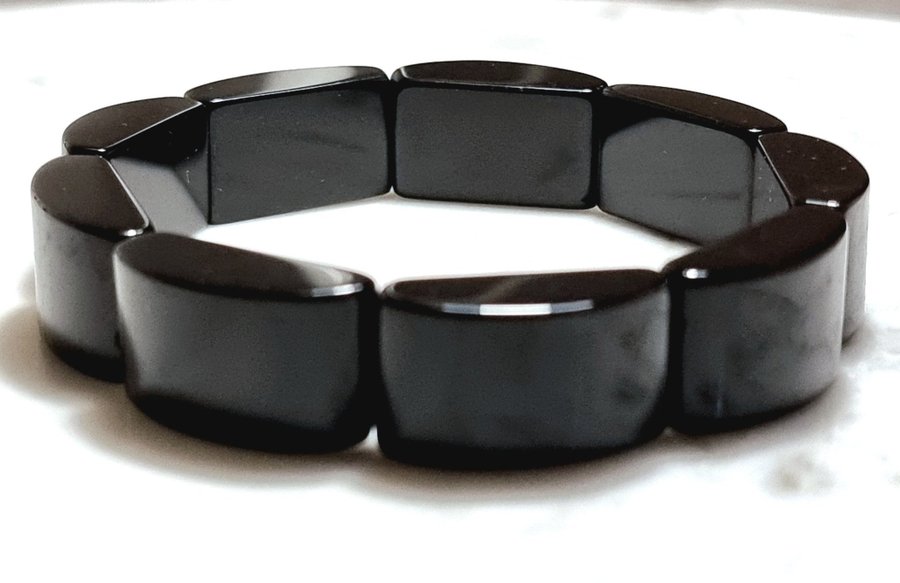 Jättesnyggt stretchigt Svart Obsidian armband natursten kristallarmband NYTT